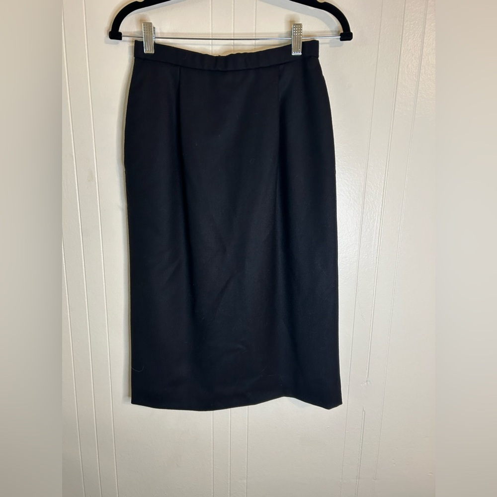 Pendleton Womens Pencil Skirt 6P Petite Black Midi 100% Virgin Wool Office Work